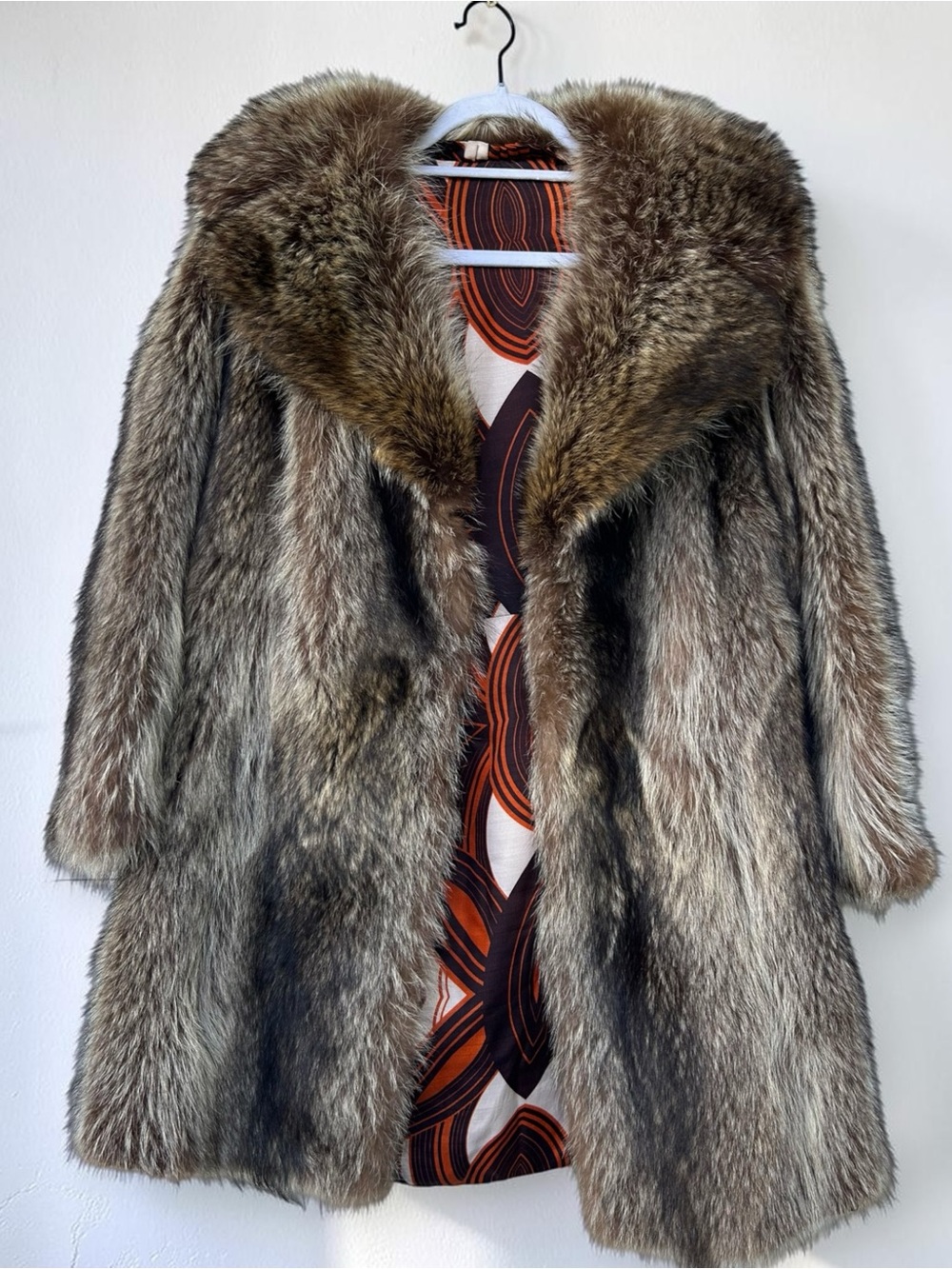 Women's Genuine Mid Length Raccoon Fur Coat Vintage